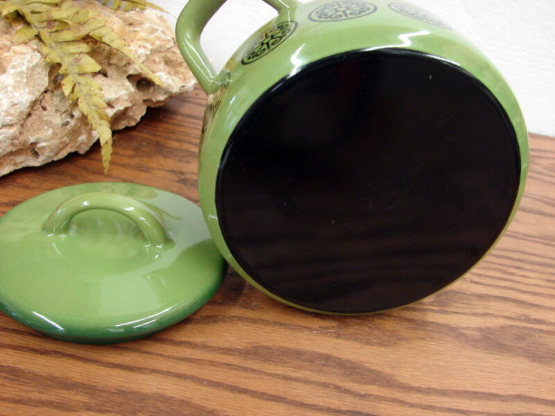 Vintage MCM Fondue Mod Enamel Saucier Avocado Green Pattern Heavy Duty, Moose-R-Us.Com Log Cabin Decor