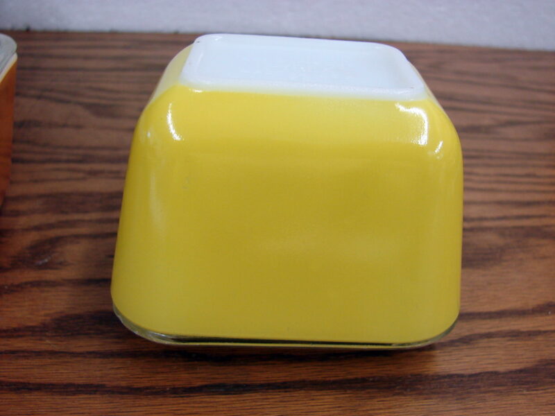 Vintage PYREX Bright Orange Yellow Daisy Sunflower Refrigerator Dish, Moose-R-Us.Com Log Cabin Decor