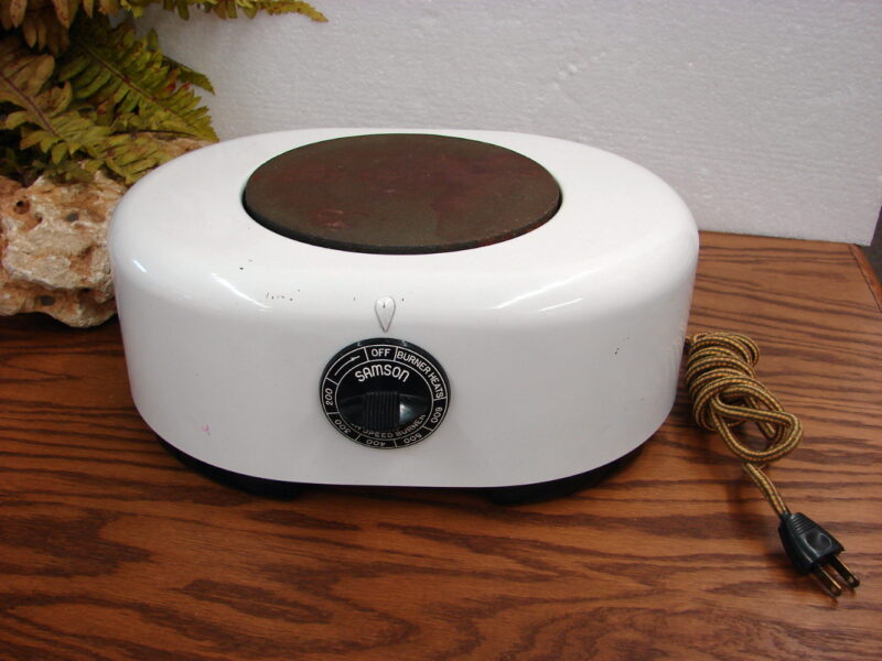 Vintage Enamel Oversized Cook Top Samson Electric Burner No. 3346 Portable, Moose-R-Us.Com Log Cabin Decor