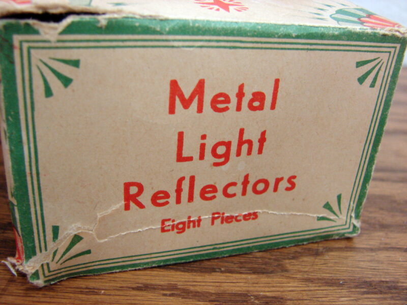 Vintage MCM Metal Christmas Light Reflectors w/ Box 38+, Moose-R-Us.Com Log Cabin Decor