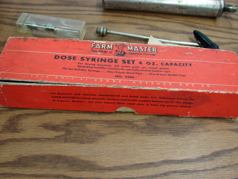 Vintage Farm Master Ideal Vet Tools Syringe Dose Misc, Moose-R-Us.Com Log Cabin Decor