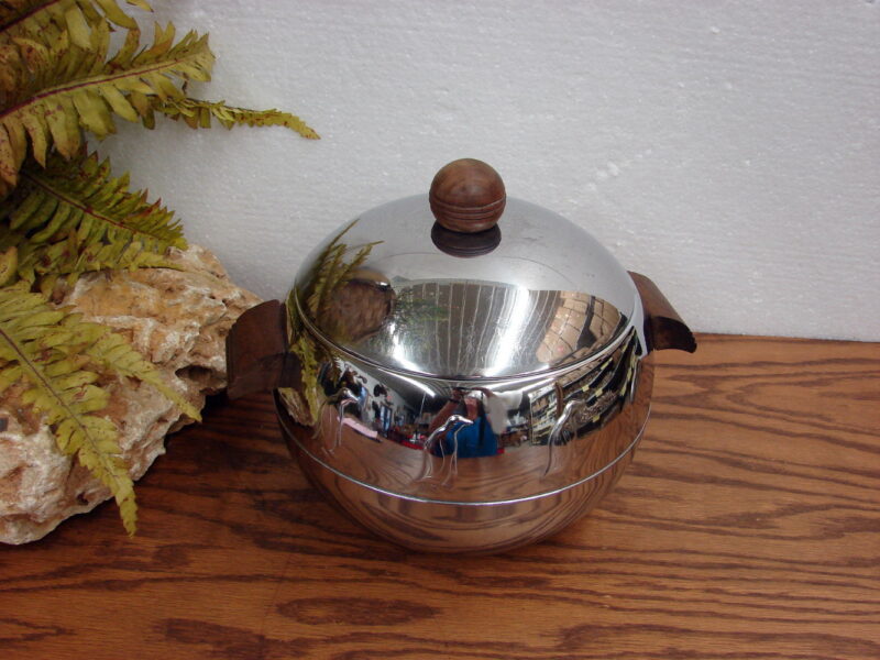 Vintage West Bend Penguin Ice Bucket Hot Cold Server with Lid Wood Handles, Moose-R-Us.Com Log Cabin Decor