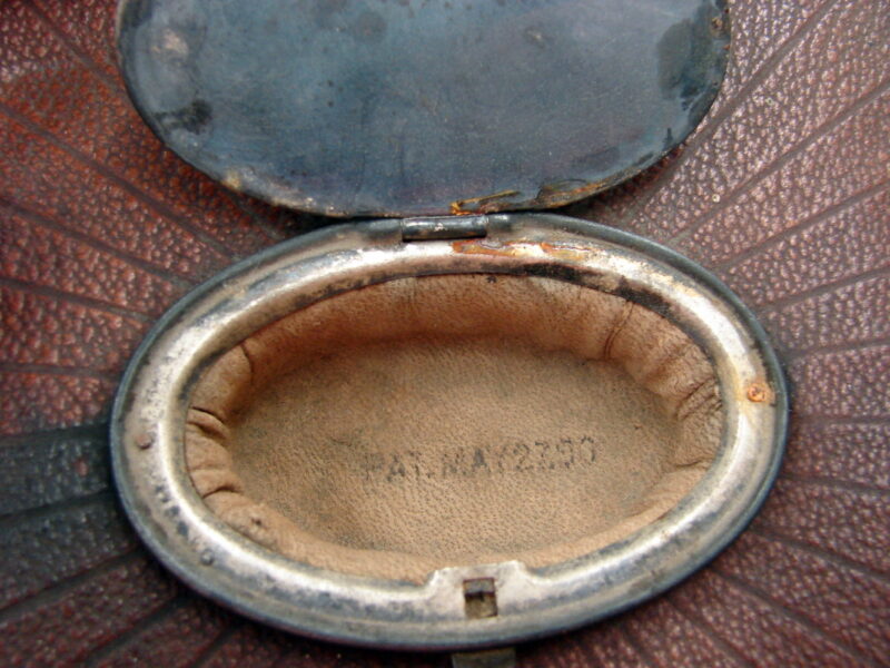 Antique Victoria 1890&#8217;s Man&#8217;s Collar Box Brass Silver Accents Dated, Moose-R-Us.Com Log Cabin Decor