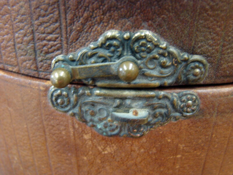 Antique Victoria 1890&#8217;s Man&#8217;s Collar Box Brass Silver Accents Dated, Moose-R-Us.Com Log Cabin Decor