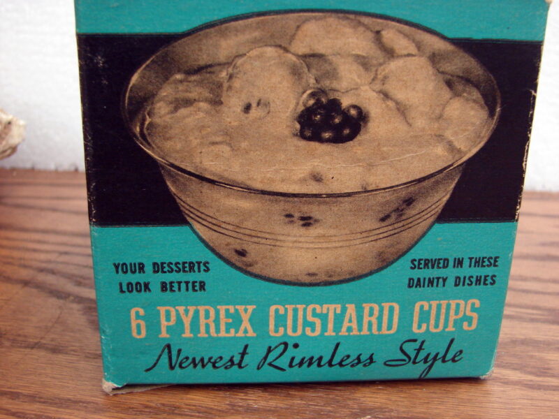 Vintage PYREX 5 Oz #445 Custard Cups Original Box Rimless Style 3 Ring, Moose-R-Us.Com Log Cabin Decor