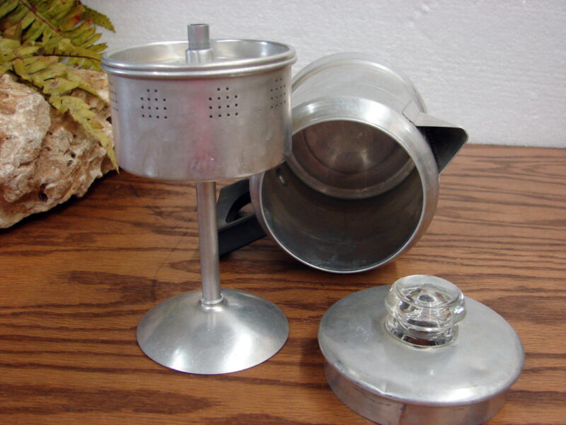 Vintage MCM Comet Aluminum Coffee Pot Percolator 5 Cup Camp, Moose-R-Us.Com Log Cabin Decor