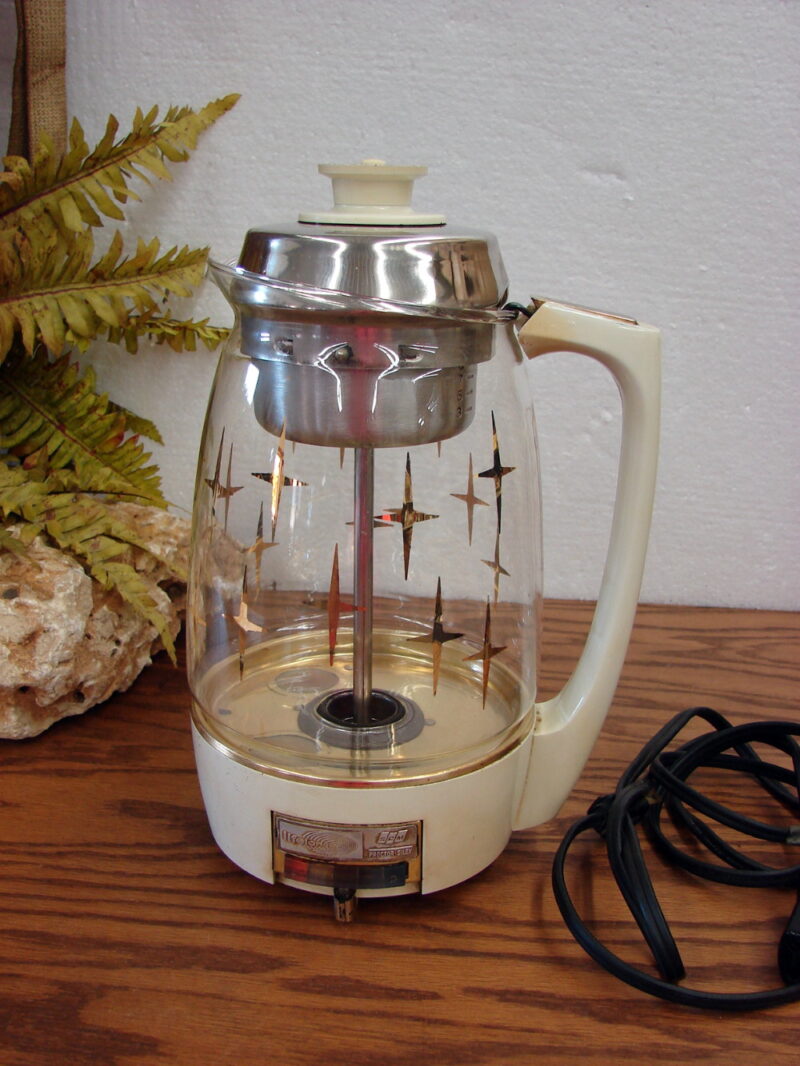 Vintage Proctor Silex Lifelong Atomic Starburst Electric Coffee Percolator Tested Works, Moose-R-Us.Com Log Cabin Decor