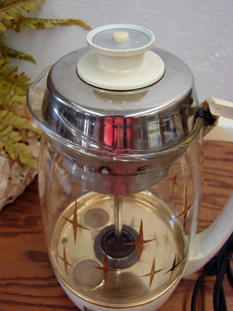 Vintage Proctor Silex Lifelong Atomic Starburst Electric Coffee Percolator Tested Works, Moose-R-Us.Com Log Cabin Decor