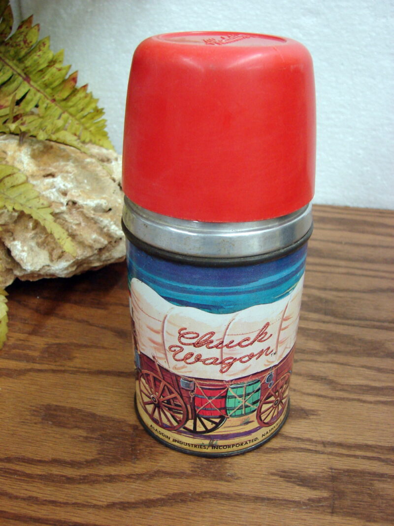 Vintage 1958 Chuck Wagon Aladdin Industries Lunch Box Thermos, Moose-R-Us.Com Log Cabin Decor