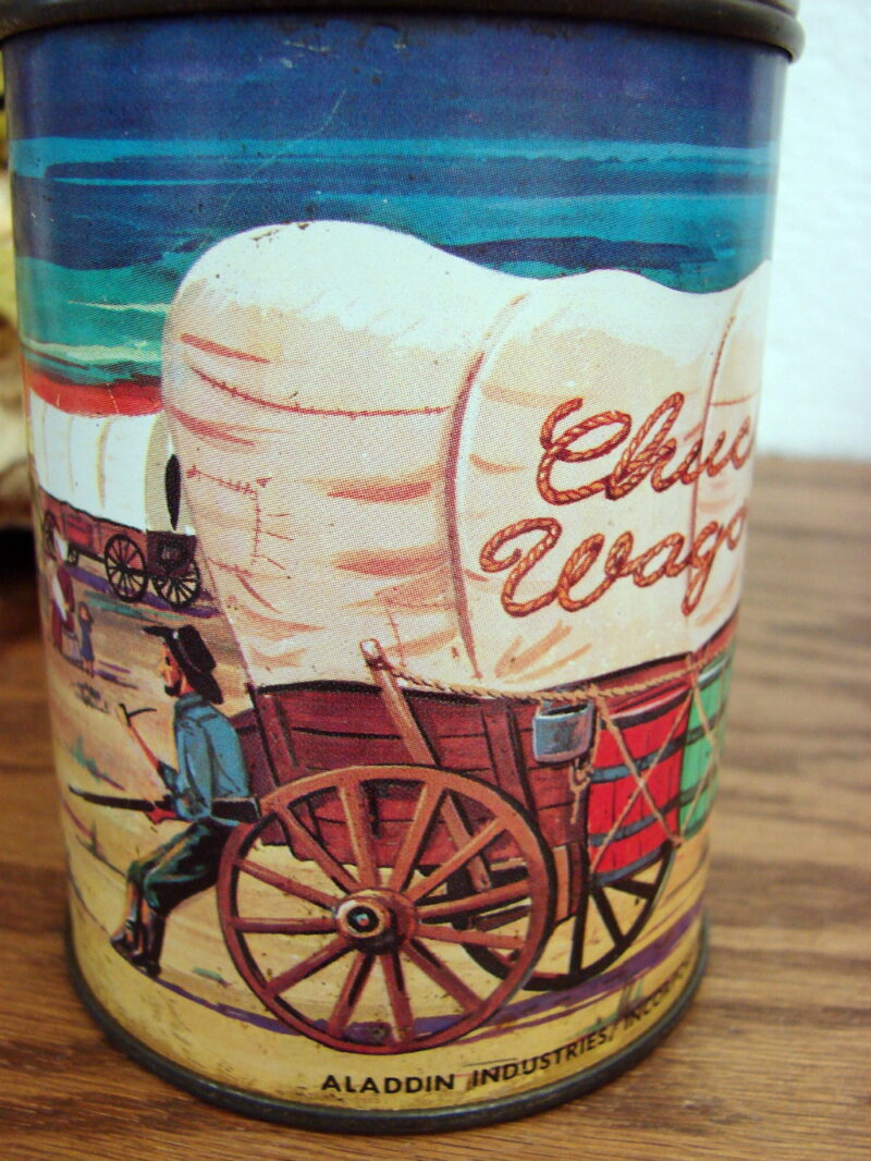 Vintage 1958 Chuck Wagon Aladdin Industries Lunch Box Thermos, Moose-R-Us.Com Log Cabin Decor