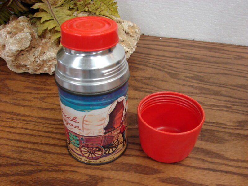 Vintage 1958 Chuck Wagon Aladdin Industries Lunch Box Thermos, Moose-R-Us.Com Log Cabin Decor