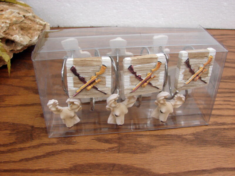 Whitetail Deer Hunting Themed Shower Curtain Hooks Detailed Resin Set/12, Moose-R-Us.Com Log Cabin Decor