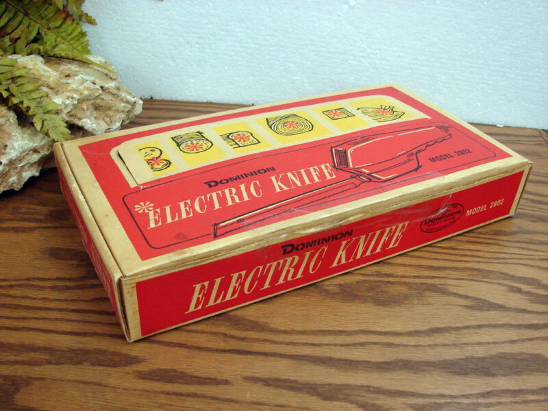 Vintage Dominion Electric Knife Retro MCM Kitchen Appliance Original Box, Moose-R-Us.Com Log Cabin Decor