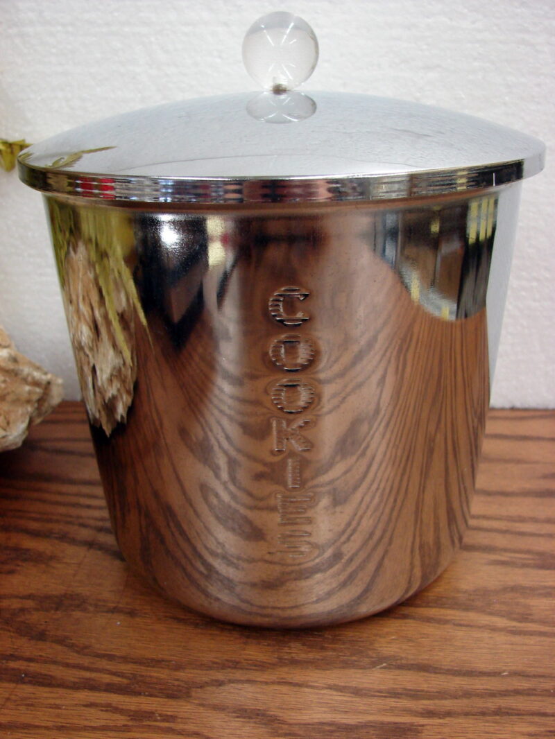 Vintage MCM Chrome Everedy Cookies Canister Cookie Jar Retro Knob, Moose-R-Us.Com Log Cabin Decor