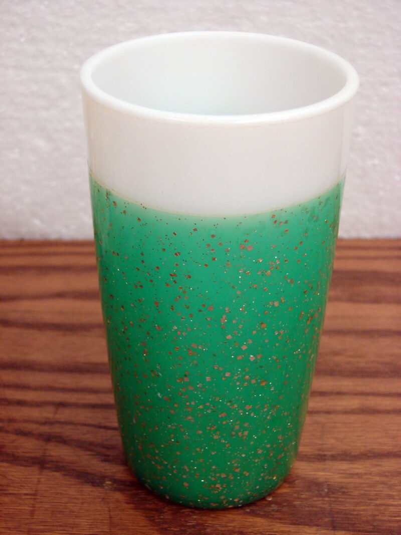 Vintage Glamalite MCM Atomic Glitter Fire King Milk Glass Green Fleck, Moose-R-Us.Com Log Cabin Decor