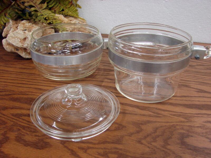 Antique 1940&#8217;s Glasbake McKee Range-Tec Double Boiler Complete, Moose-R-Us.Com Log Cabin Decor