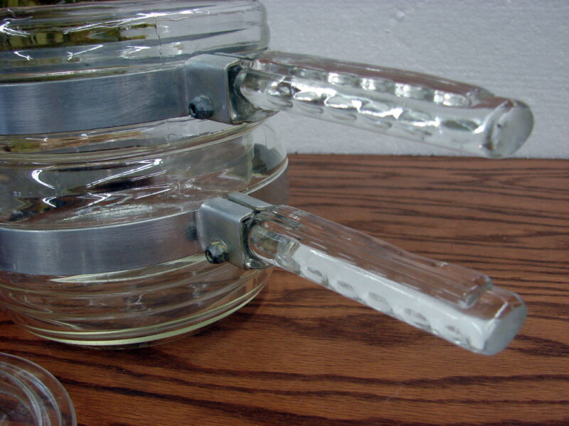 Antique 1940&#8217;s Glasbake McKee Range-Tec Double Boiler Complete, Moose-R-Us.Com Log Cabin Decor