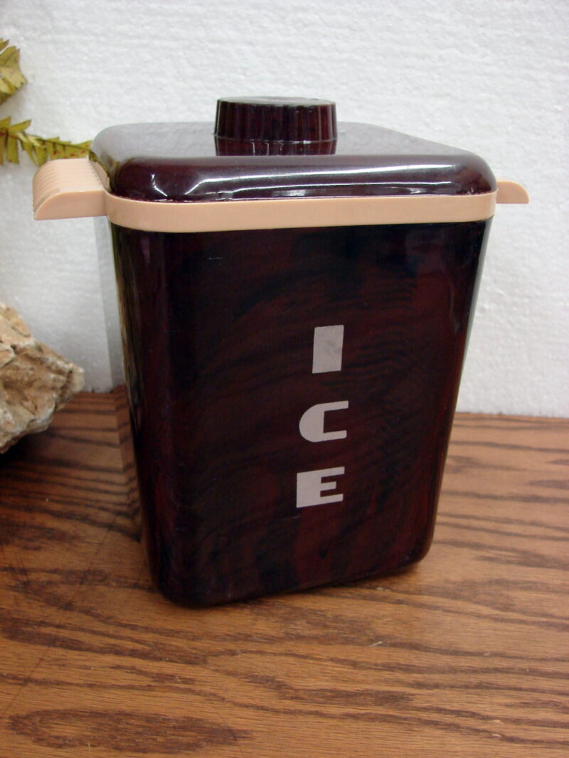 Vintage MCM Lustro&#8217;Ware Brown Wood Grain ICE Bucket #112, Moose-R-Us.Com Log Cabin Decor