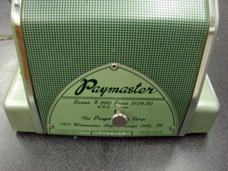 Vintage MCM Paymaster X-900 Check Writer w/ Key Cover Collectable Pastel Green, Moose-R-Us.Com Log Cabin Decor