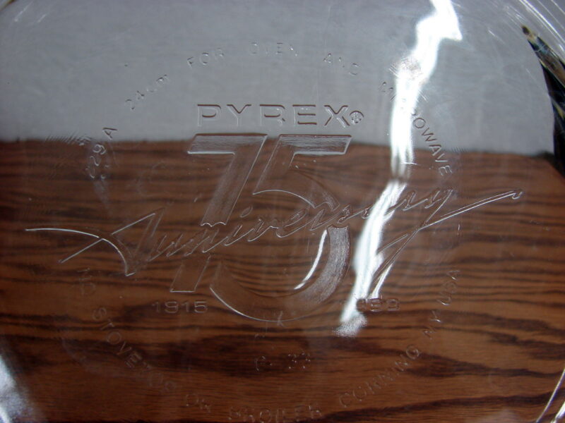 75th Anniversary PYREX #229 Original Flavor Saver Pie Plate Fluted Rim Clear, Moose-R-Us.Com Log Cabin Decor