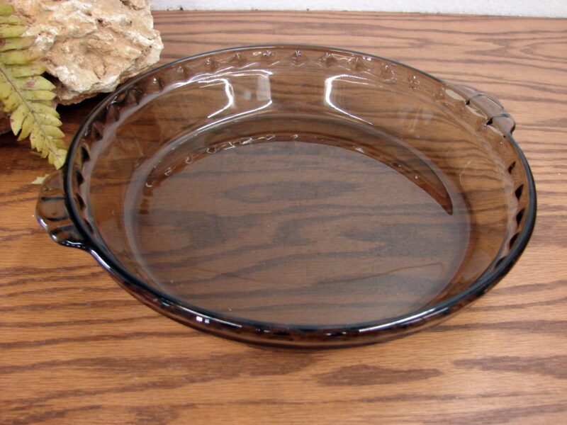 Vintage PYREX #229 Original Flavor Saver Pie Plate Fluted Rim Amber Brown Smoke, Moose-R-Us.Com Log Cabin Decor