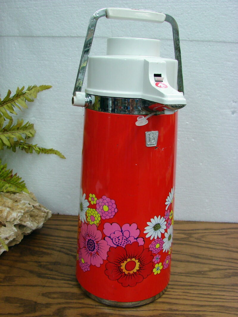 Vintage Thermal King Air Pot Pump Coffee Server Retro Flower Power, Moose-R-Us.Com Log Cabin Decor