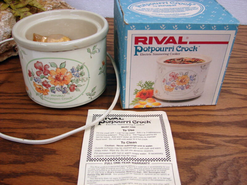 Vintage Rival Potpourri Crock Electric Simmering Cooker NIB Choice, Moose-R-Us.Com Log Cabin Decor