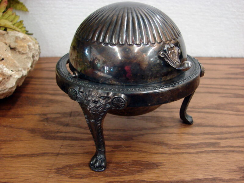 Vintage Victorian Silver Hinged Dome Caviar Butter Server FB Rogers, Moose-R-Us.Com Log Cabin Decor