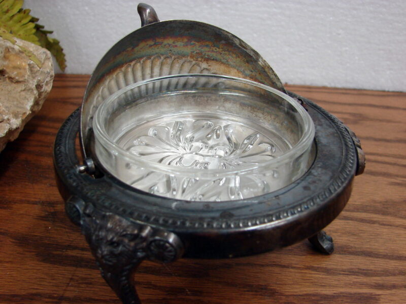 Vintage Victorian Silver Hinged Dome Caviar Butter Server FB Rogers, Moose-R-Us.Com Log Cabin Decor