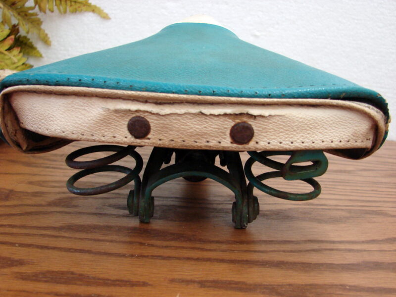 Vintage Adult Teal/White Bicycle Seat Rivets Heavy Duty Springs, Moose-R-Us.Com Log Cabin Decor