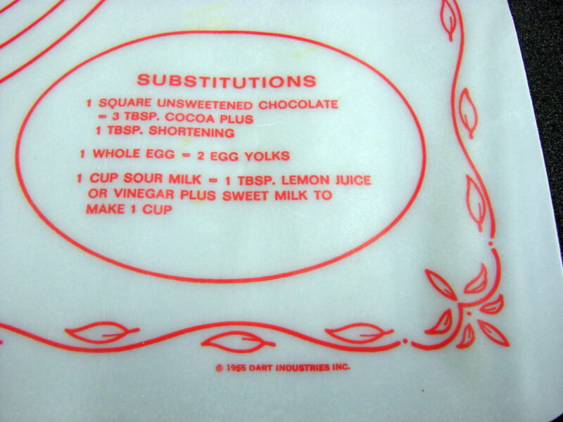 Vintage Tupperware 1965 Pastry Mat Tart Pie Vinyl Cloth Dart Industries, Moose-R-Us.Com Log Cabin Decor