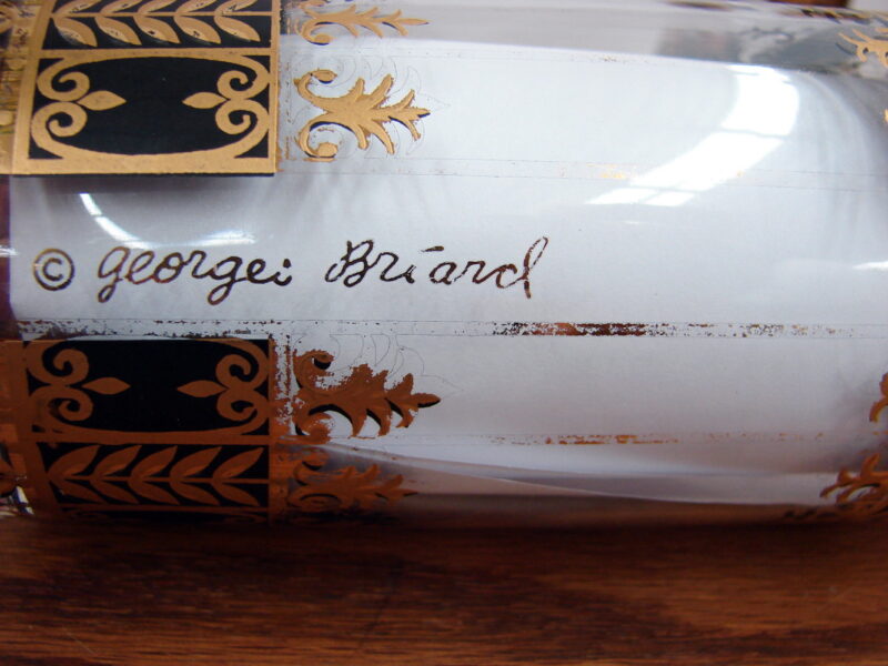 Vintage Signed Georges Briard Fern Scroll Black Accent Highball Set/5 as is, Moose-R-Us.Com Log Cabin Decor