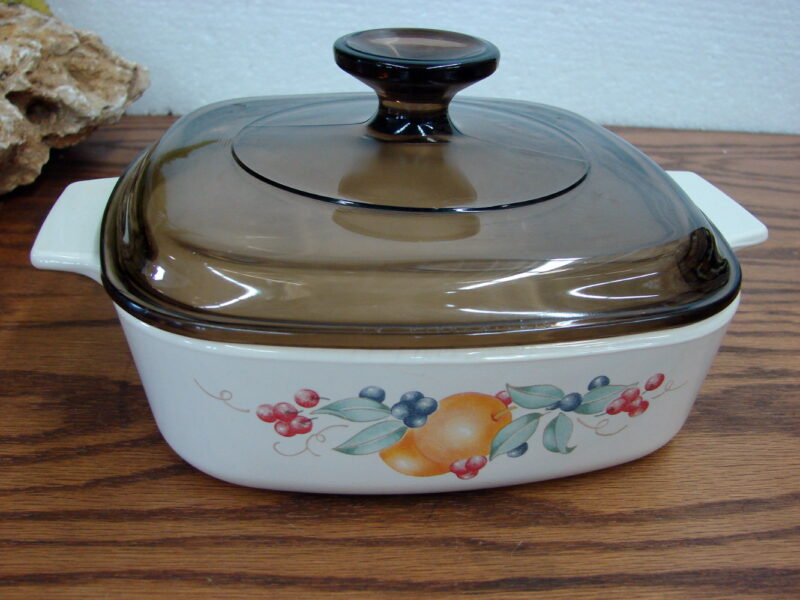 Vintage Corning Ware USA Abundance Fruit Harvest Oven Microwave Kitchenware, Moose-R-Us.Com Log Cabin Decor