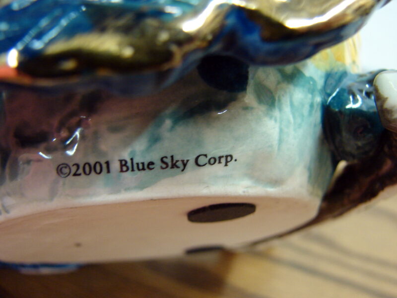 Retired Blue Sky Clayworks Heather Goldminc Parrot Gold Trim Tea Light Candle Holder, Moose-R-Us.Com Log Cabin Decor