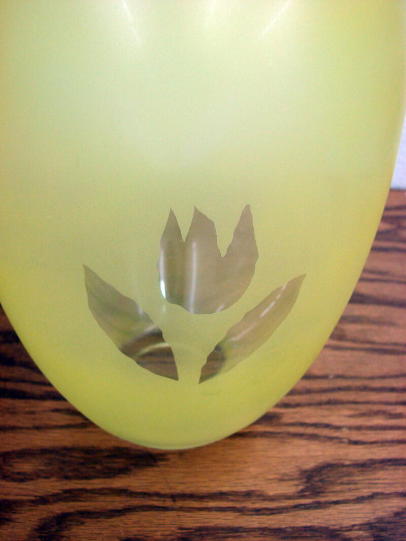 Vintage Bohemian Glass Czech Veritable Cristallin Large Yellow Tulip Vase w/ Label, Moose-R-Us.Com Log Cabin Decor