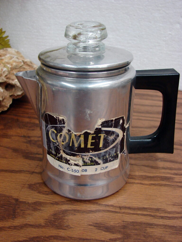 Vintage MCM Comet Aluminum Coffee Pot Percolator 2 Cup Label New ...