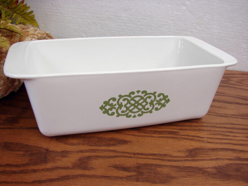 Vintage Corning Ware Green Medallion P-315 Loaf Pan Not Sold in Stores, Moose-R-Us.Com Log Cabin Decor