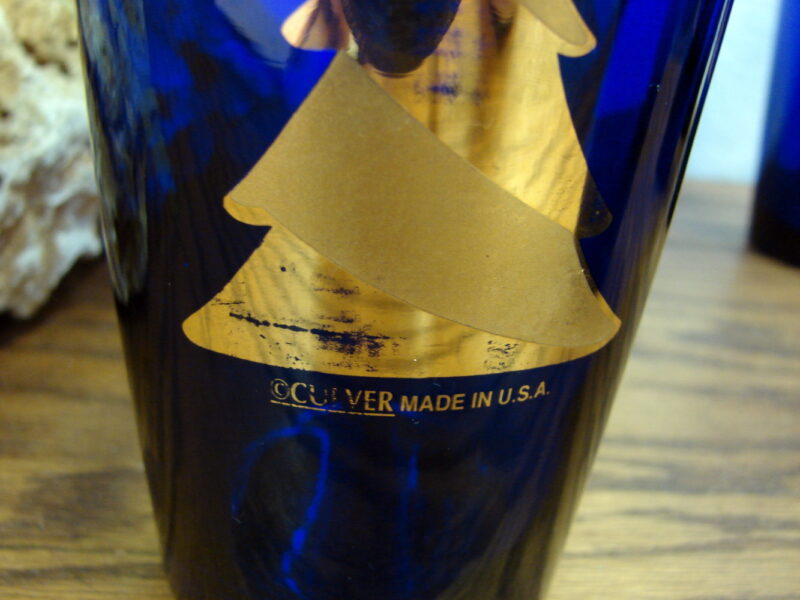 Vintage MCM Cobalt Blue Culver 22kt Gold Tree Highball Glass Set/6, Moose-R-Us.Com Log Cabin Decor