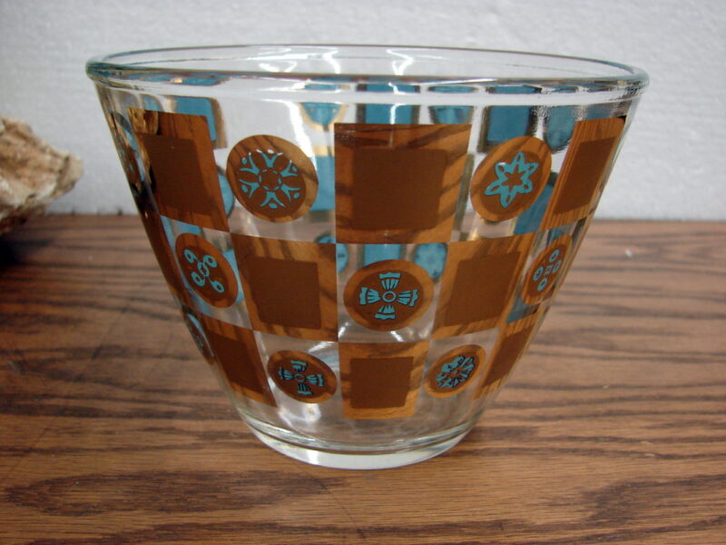 Vintage MCM Turquoise Blue Culver 22kt Gold Prado Ice Bucket Barware, Moose-R-Us.Com Log Cabin Decor