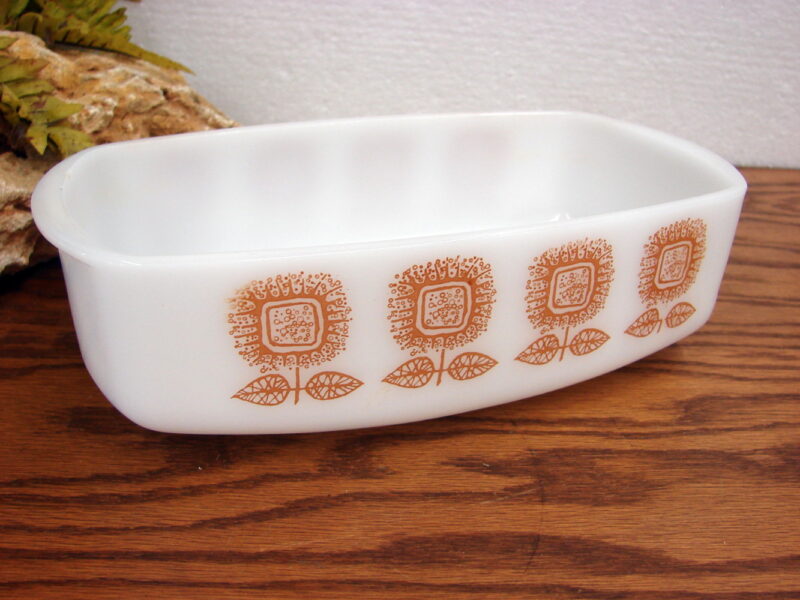 Vintage Federal Glass Company Square Sunflower Rectangular Loaf Cake Pan, Moose-R-Us.Com Log Cabin Decor