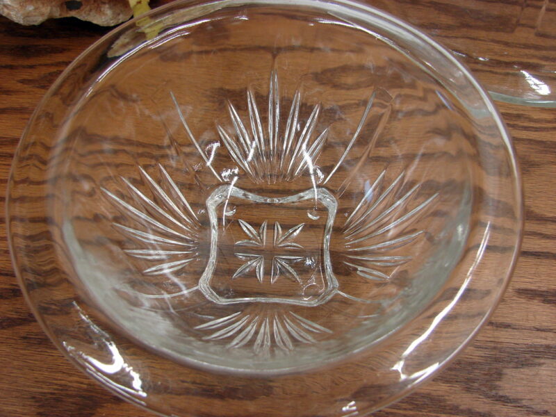 Vintage Federal Glass Rolled Rim Square Bottom Nest Mixing Bowl, Moose-R-Us.Com Log Cabin Decor