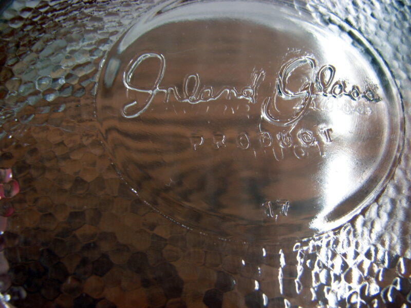 Vintage MCM Inland Glass Casserole Clear Glass Gold Stripe w/ Lid, Moose-R-Us.Com Log Cabin Decor