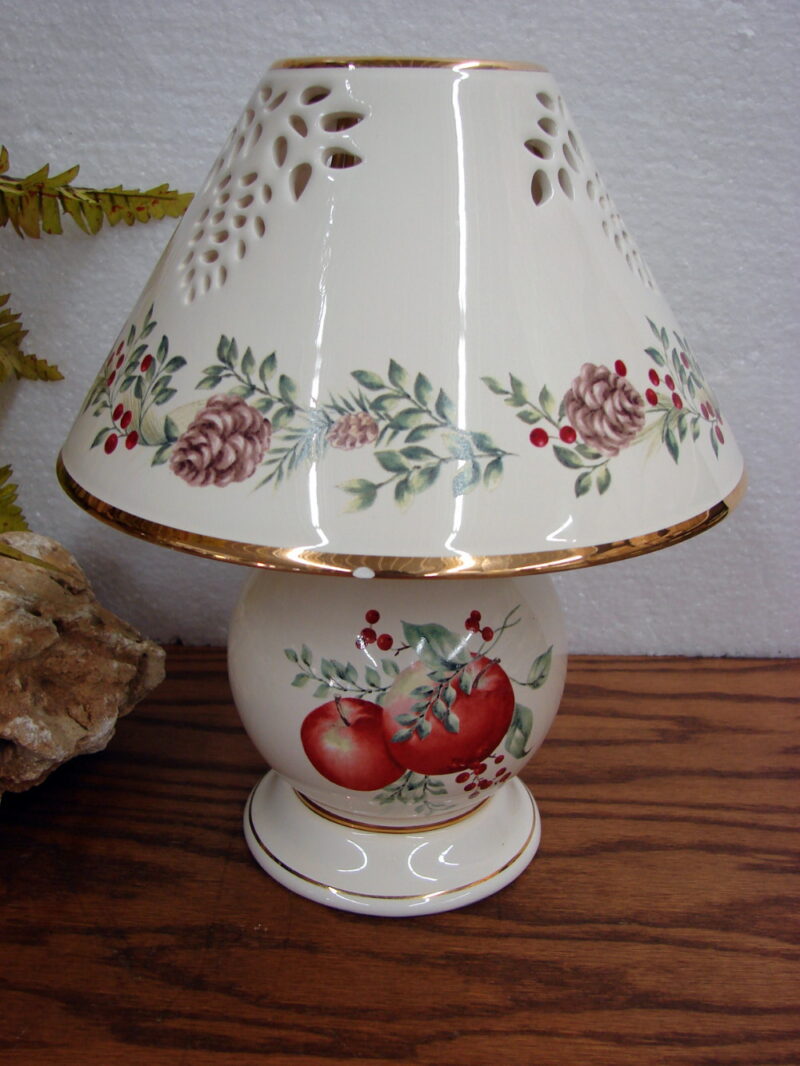 Lenox Boxwood and Pine Williamsburg Tealight Candle Lamp Apple, Moose-R-Us.Com Log Cabin Decor