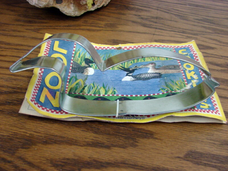 Vintage Tin Loon Lake Northwoods Cookie Pastry Cutter on Card, Moose-R-Us.Com Log Cabin Decor