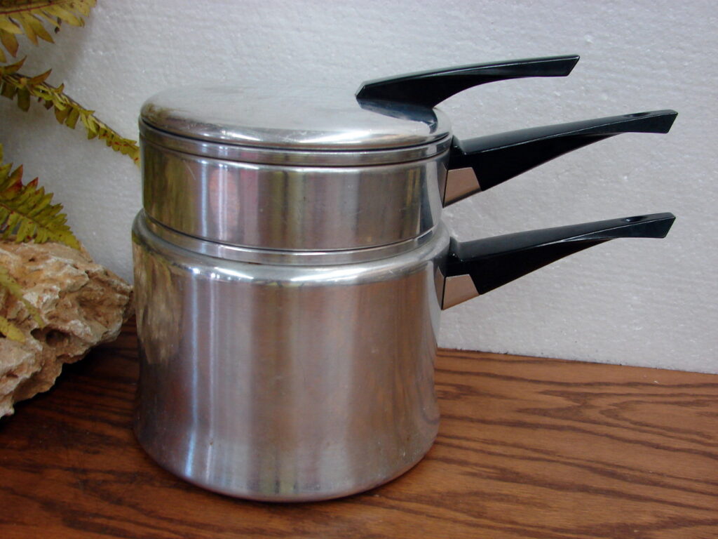 Vintage Mirro Aluminum #1802 2 Quart Double Boiler Art Deco Design USA ...