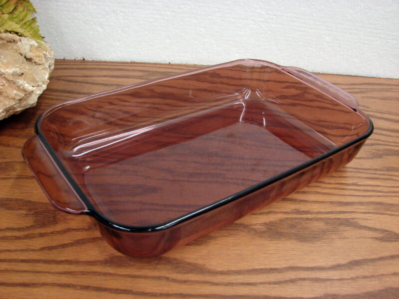 Newer Pyrex #232 2 Quart Cranberry Glass Lasagna Cake Pan, Moose-R-Us.Com Log Cabin Decor