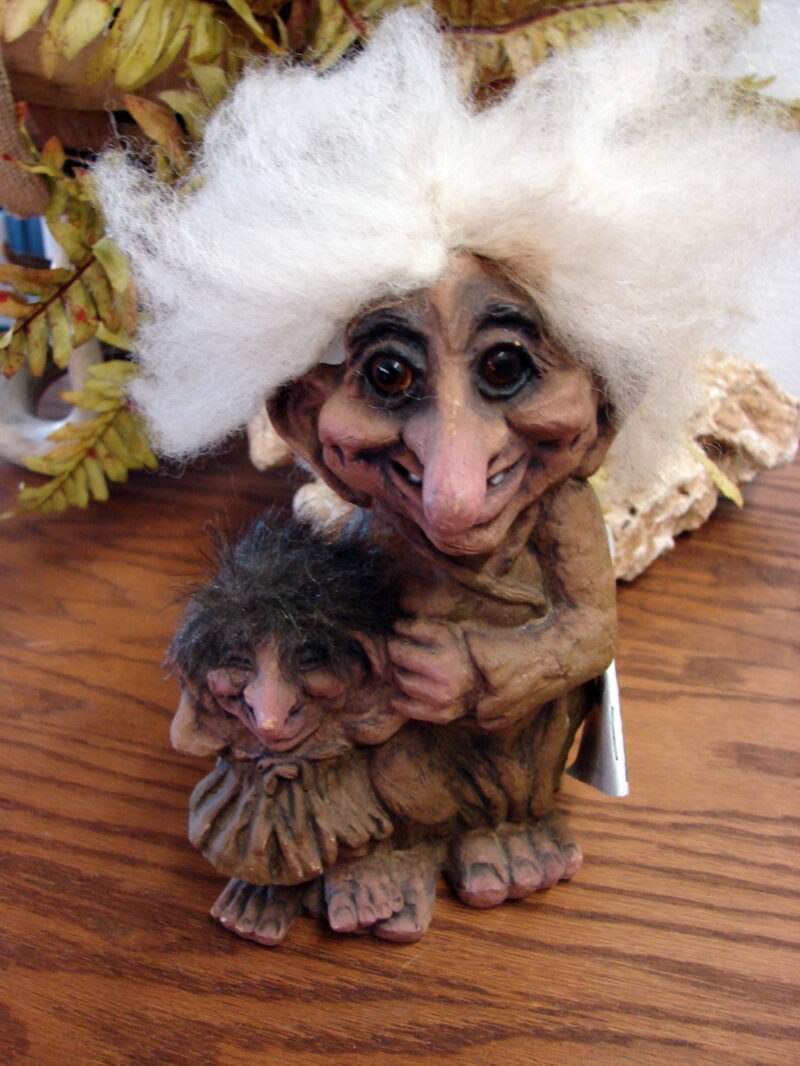 Vintage Grandma Child Norwegian Nyform Troll w/ Tag Handmade Norway #266, Moose-R-Us.Com Log Cabin Decor