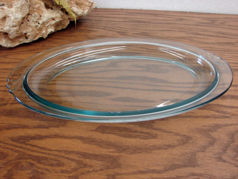 Vintage PYREX #812 Blue Tint Oval Glass Broiler Serving Platter, Moose-R-Us.Com Log Cabin Decor