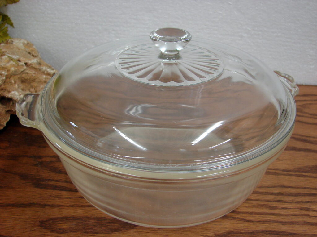 Vintage PYREX #024 Clear Round 2 Qt Baking Dish w/ #624 Ribbed Lid ...