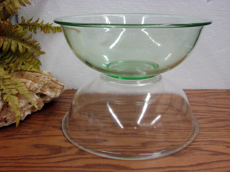 Vintage PYREX #326 Clear Emerald Green Tint Round Mixing Bowl Bottom Rings, Moose-R-Us.Com Log Cabin Decor